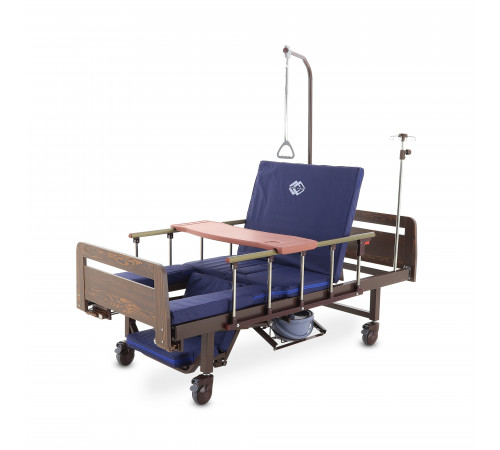 Кровать механическая YG-6 (ММ-2624Н-06/2124Н-04) ЛДСП с туалетным устройством и судном с крышкой, функцией «кардиокресло», в комплекте с матрасом