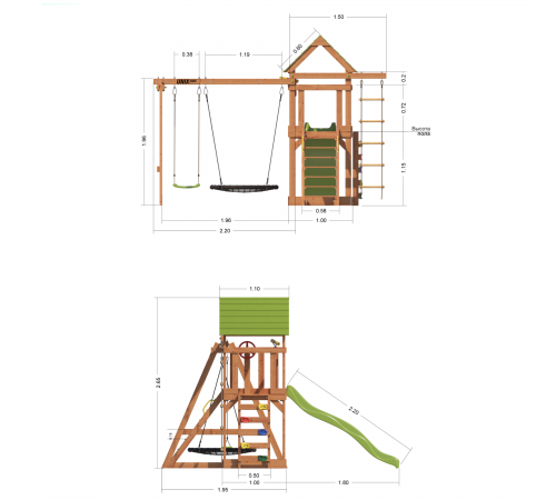 Детский игровой комплекс UNIX Kids (6 in 1) Dark Green