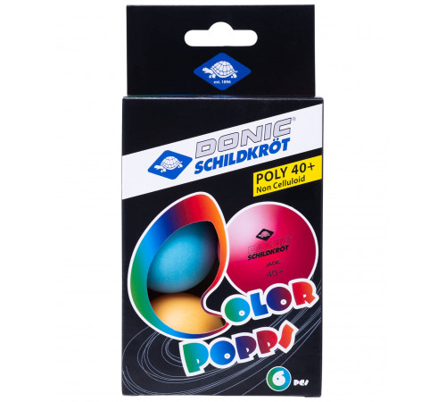 Мяч для настольного тенниса Colour Popps Poly, 6 шт